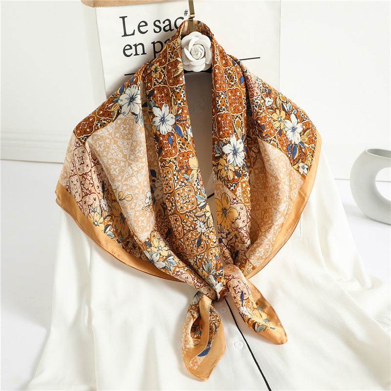 Fashion Silk Scarves Female Printing Hijab - Mubimart