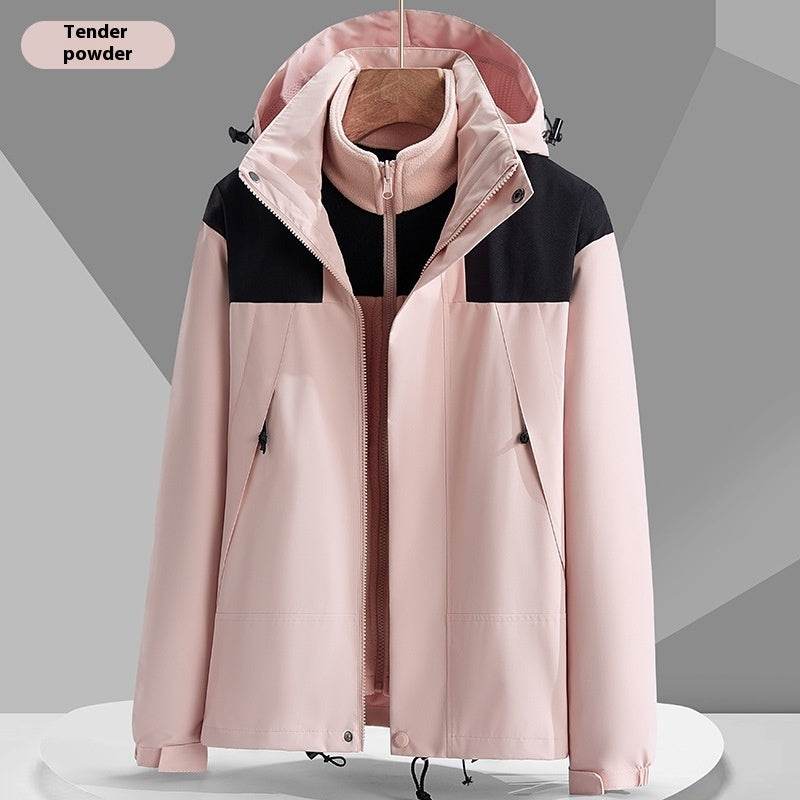 Hooded Windbreaker Unisex Fashion Colorblock Zip-up Jacket With Pockets Waterproof Outwear For Women Men Clothing - Mubimart