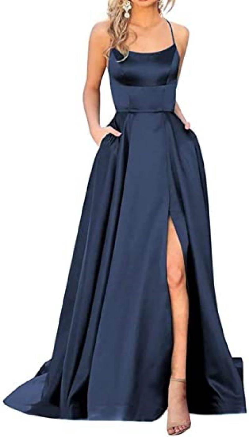Sleeveless Split Prom Evening Dress New - Mubimart