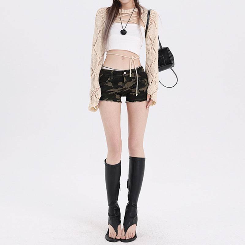 New Low Waist Camouflage Denim Super Shorts Women - Mubimart