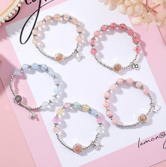 Individuality Cracked Beads Single Circle Beaded Bracelet Women - Mubimart