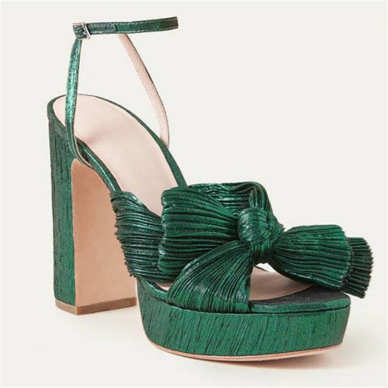 Women's Platform High Heels Fashion Bowknot Sandals - Mubimart