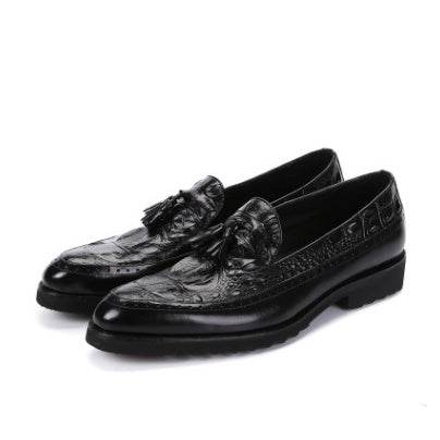 Men's dress shoes tassels Brock carved shoes - Mubimart