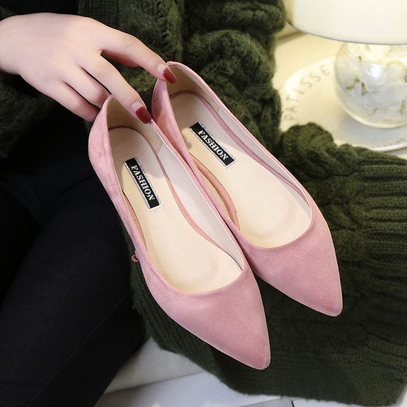 NAUSK New Women Suede Flats Fashion High Quality Basic Mixed Colors Pointy Toe Ballerina Ballet Flat Slip On Shoes - Mubimart