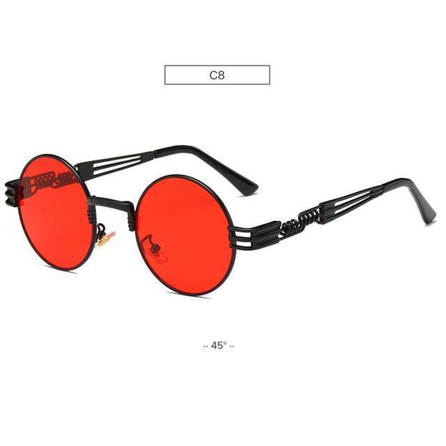 Gold Metal Fashion John Lennon Round Sunglasses Steampunk Sunglasses Mens Womens Retro Vintage Coating Mirrored Eyewear Shades - Mubimart