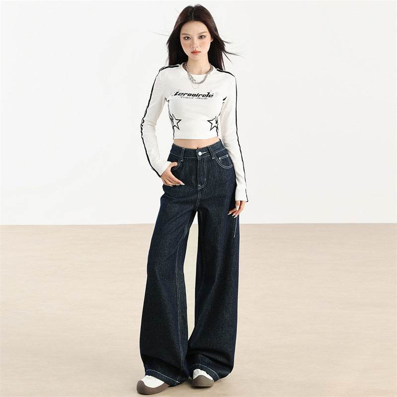 Fashion American Wide Leg Jeans For Women - Mubimart