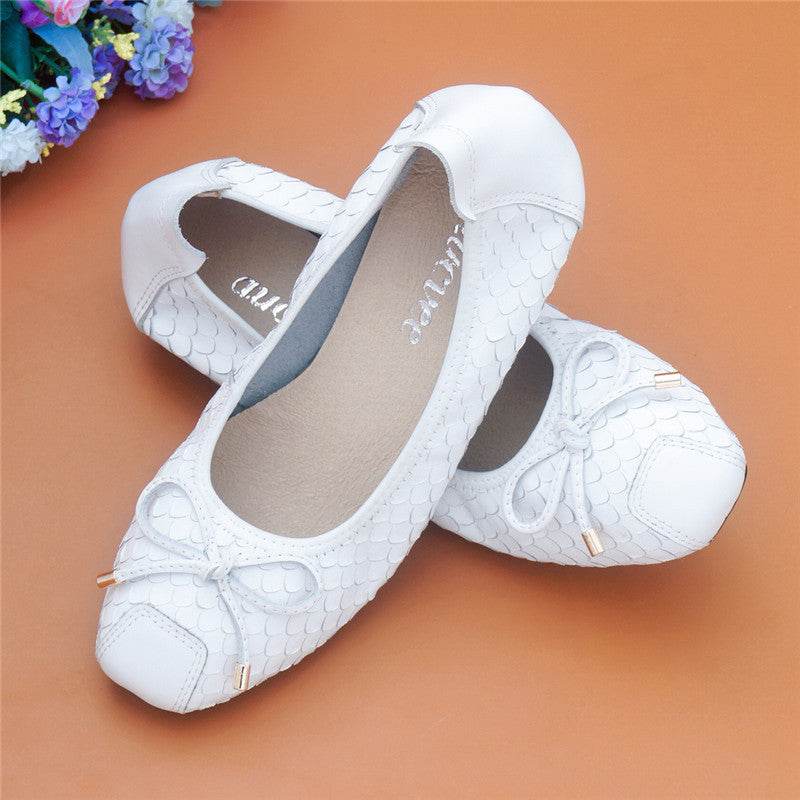 Leather Boat Shoes With Soft Bottom And Shallow Mouth - Mubimart