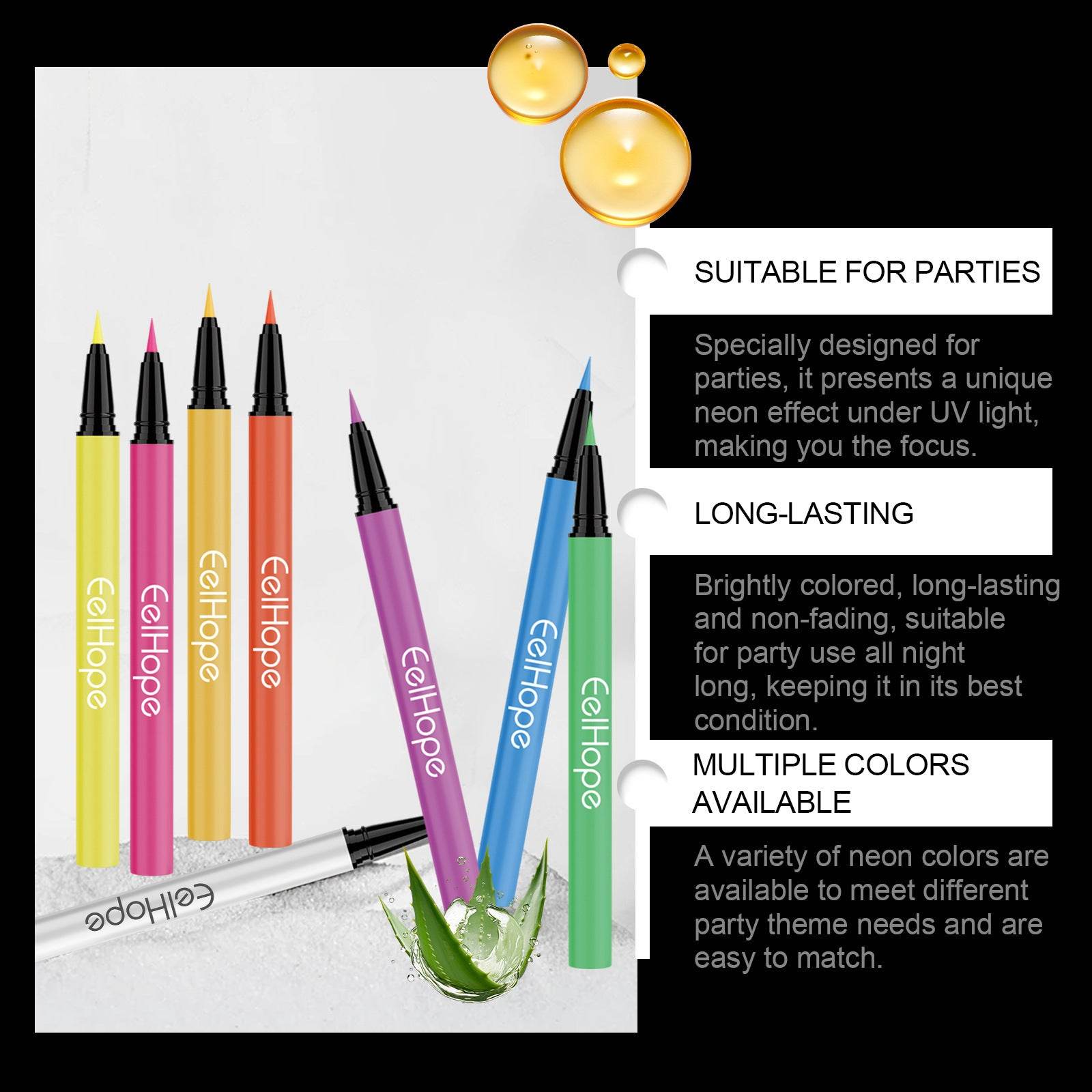 8 Colors Party Neon Liquid Eyeliner Silky - Mubimart