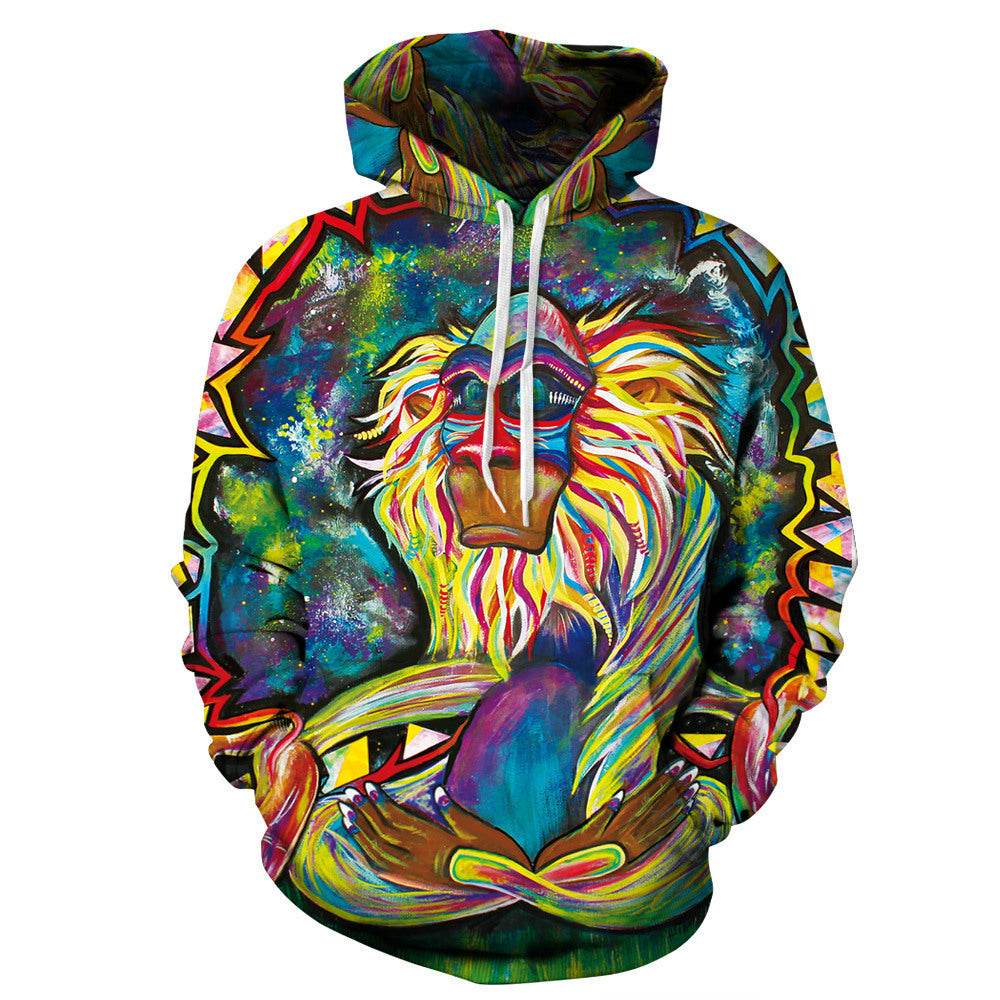Fashion Men&Women Hoodie Monkey 3d Print Sweatshirts Hip Hop Streetwear Coats Couples Tracksuits Pocket Plus Size Brand Hoodie - Mubimart