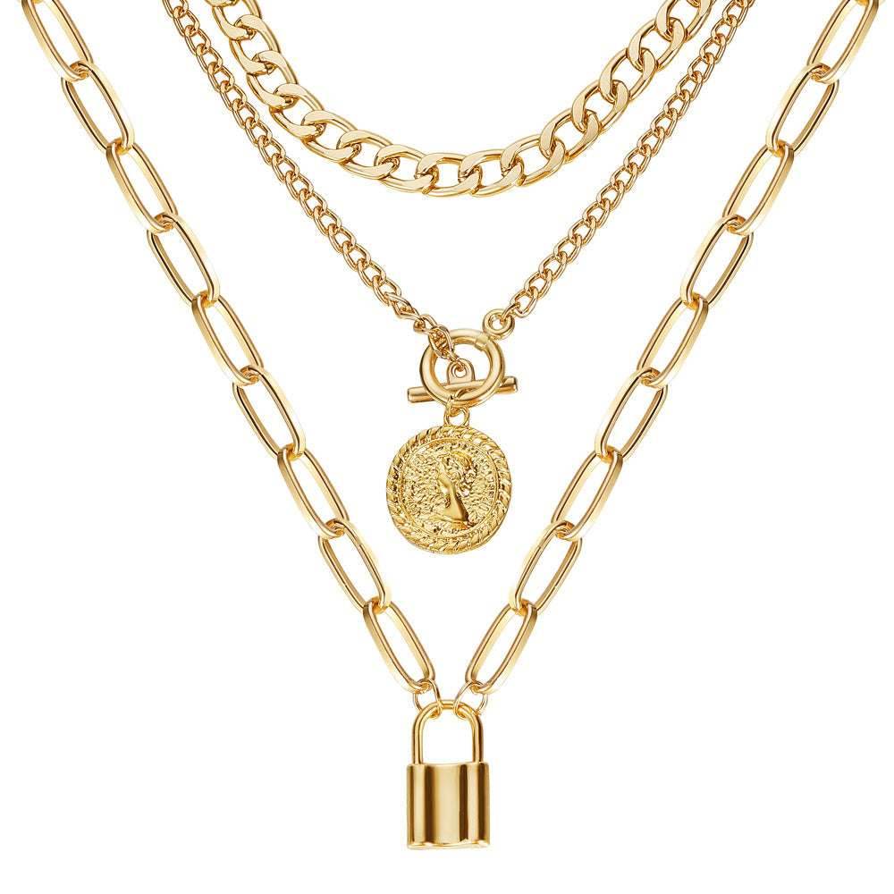 Creative Geometric Thick Chain Tassel Necklace Women - Mubimart