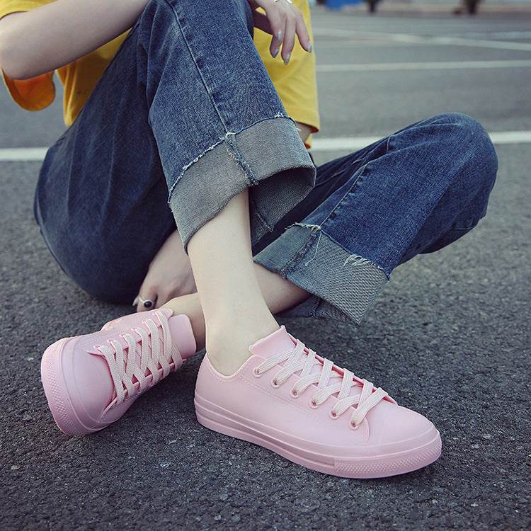 New Small White Shoes Women Low-Top Rain Boots Everyday Casual - Mubimart
