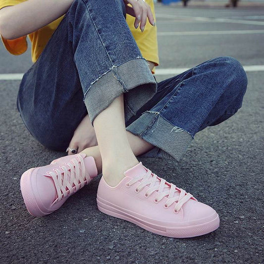 New Small White Shoes Women Low-Top Rain Boots Everyday Casual - Mubimart