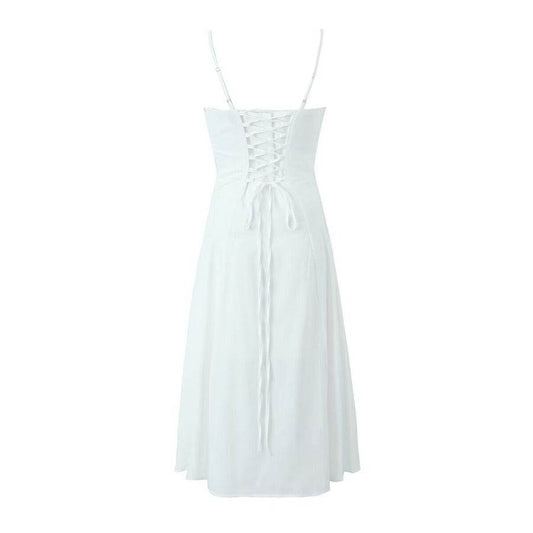 Corset High Waist Slim Fit Slimming Spaghetti Straps Dress - Mubimart