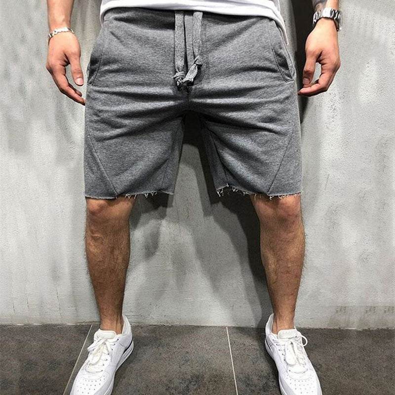 summer mens gym sports sport grey shorts for men - Mubimart