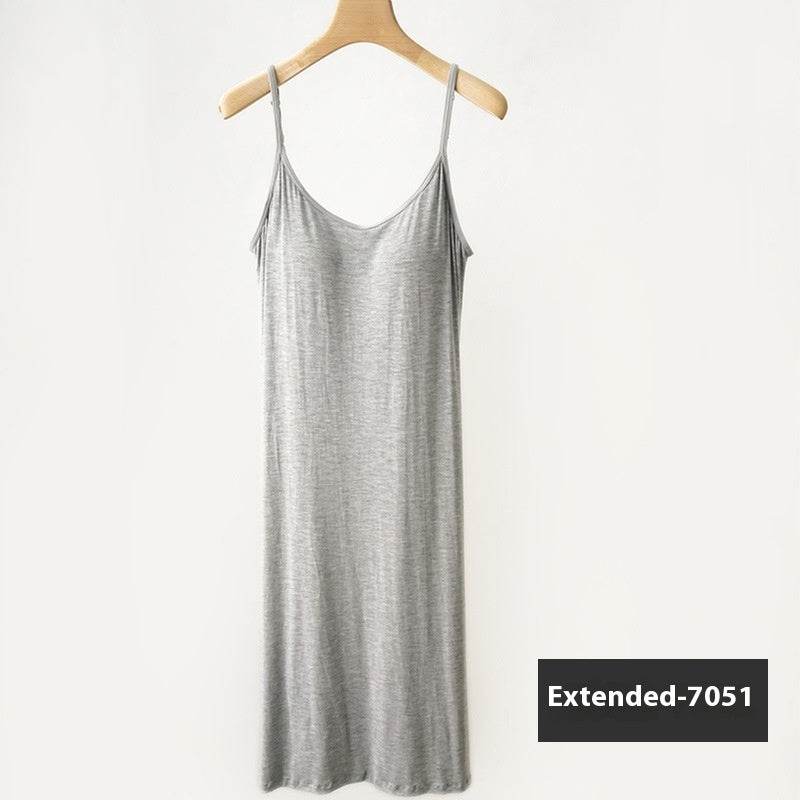 Plus Size Loose Lengthened Plus-sized Maternity Dress Sling Bottoming Shirt With Chest Pad - Mubimart
