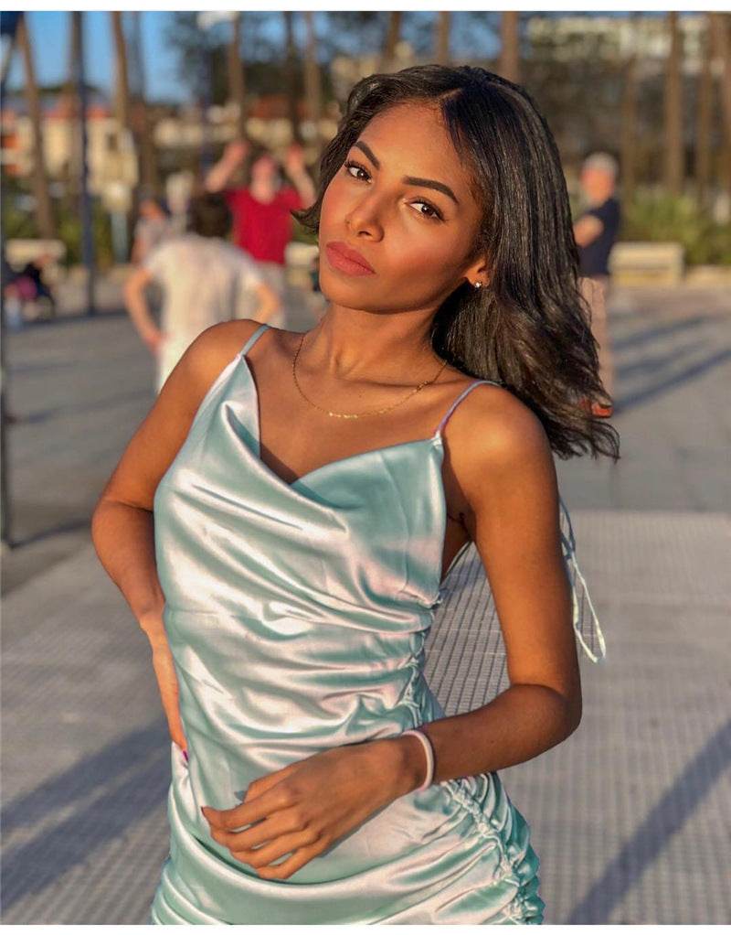 Sexy dress with satin camisole - Mubimart