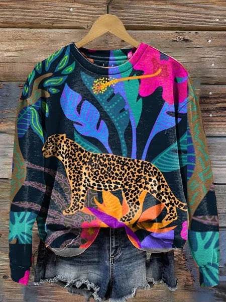 Long-sleeved Round Neck Tie-dye Printed Hoodies - Mubimart