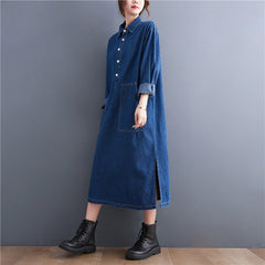 Large Size Denim Long Sleeve Pullover Dress Girl - Mubimart -  