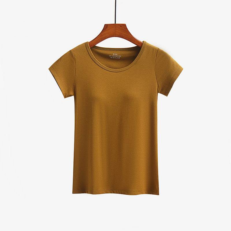 Short-sleeved T-shirt With Chest Pad Bra Home Wear - Mubimart