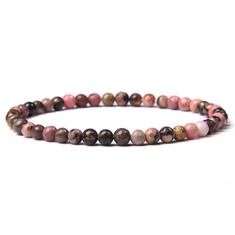 4mm Natural Agate Stone Beads Energy Charm Bracelet For Women - Mubimart