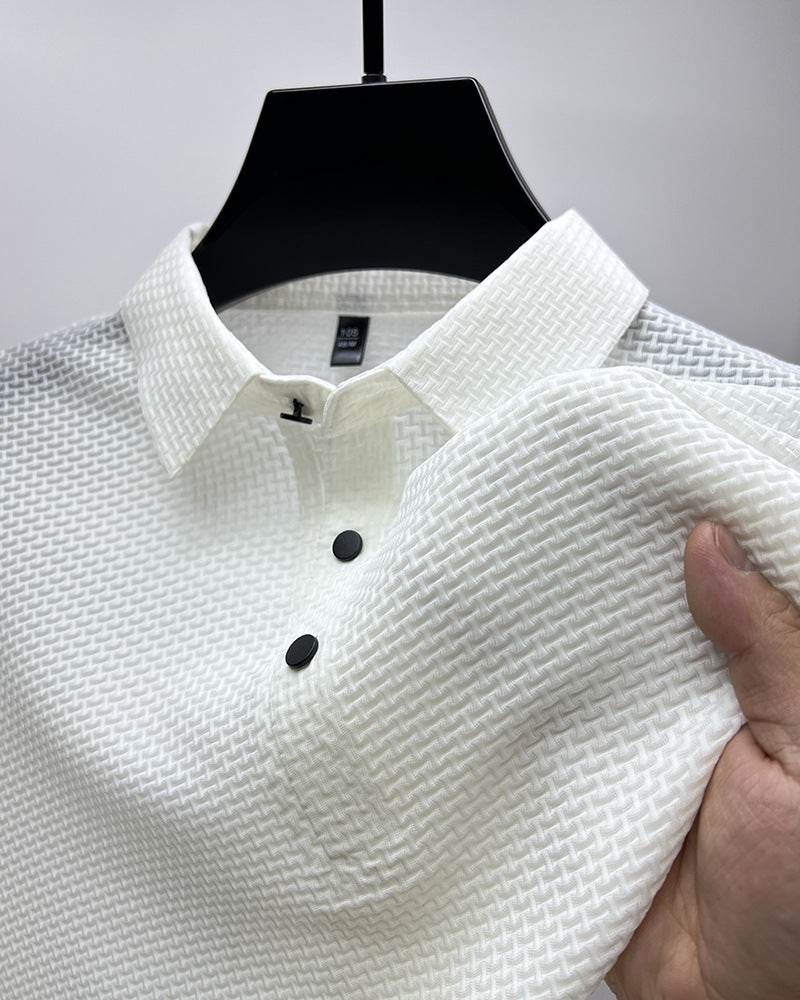 Mesh Ice Silk Short Sleeve T-shirt Mens Clothing - Mubimart