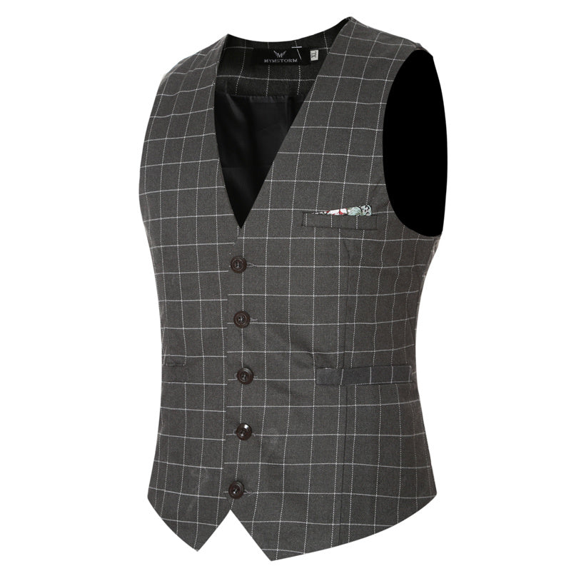 Korean Men's Formal Suit V-necked Vest