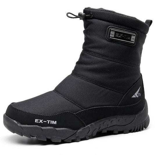 Men's Waterproof Snow Boots Short Ski Boots Fleece-lined Hiking Shoes - Mubimart