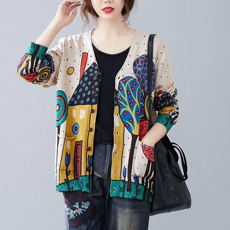 Retro Literary Plus Size Women's Wool Cardigan Coat - Mubimart