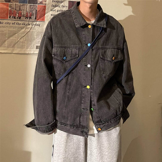 Mens Vintage Fashion Loose Denim Jacket - Mubimart