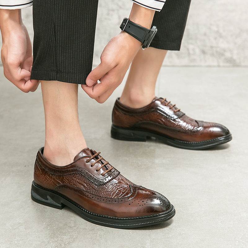 Men's British Dress Crocodile Oxford Shoes - Mubimart