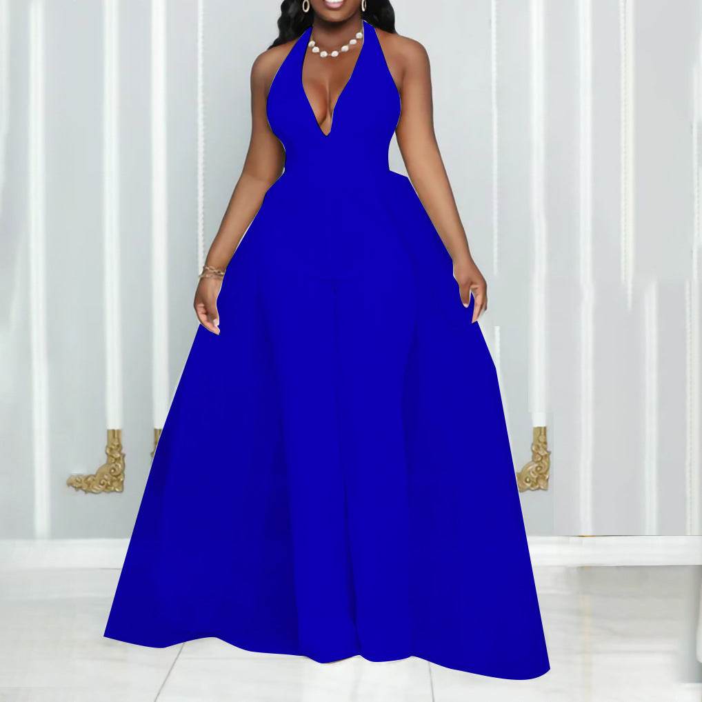Mesh Stitching Fashion Plus Size European And American Jumpsuit - Mubimart