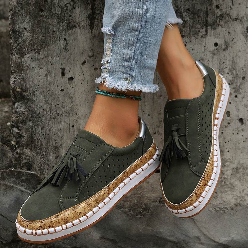Tassel Flats Loafers Women Casual Cozy Shoes - Mubimart