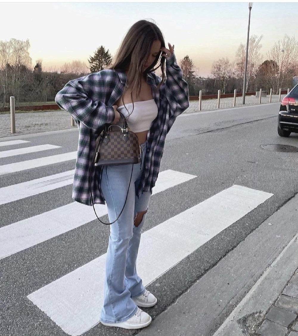 Irregular Hole Super High-rise Straight-leg Micro-flare Jeans - Mubimart