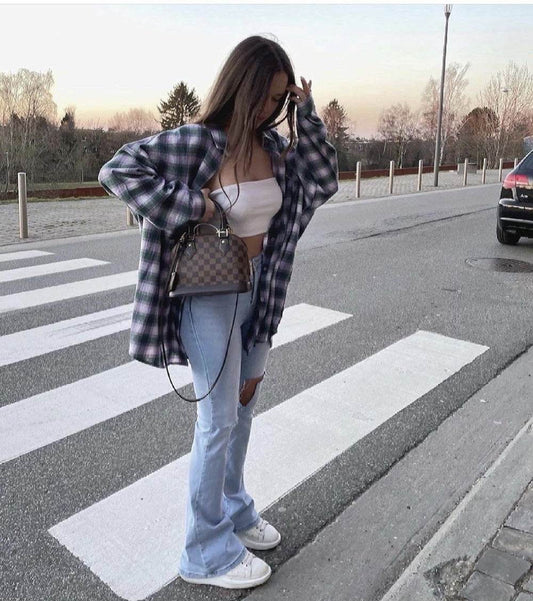 Irregular Hole Super High-rise Straight-leg Micro-flare Jeans - Mubimart