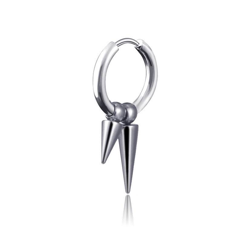 Stainless Steel Tassel Earrings Titanium Steel Single Point Stud Earrings Men - Mubimart