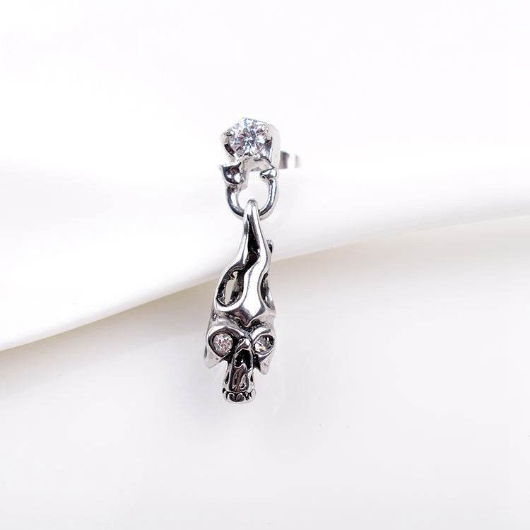 Titanium Steel Casting Ghost Head Ear Studs Men Personalized Earrings - Mubimart