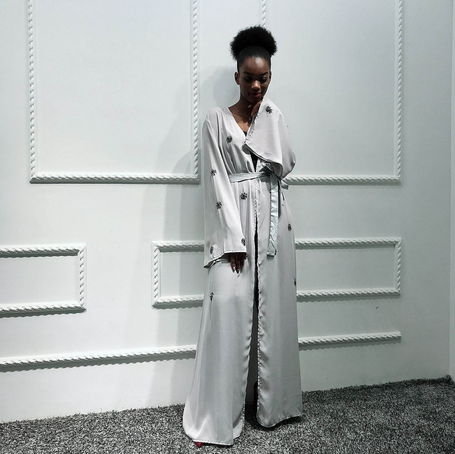 Handmade embroidered cardigan nightgown - Mubimart