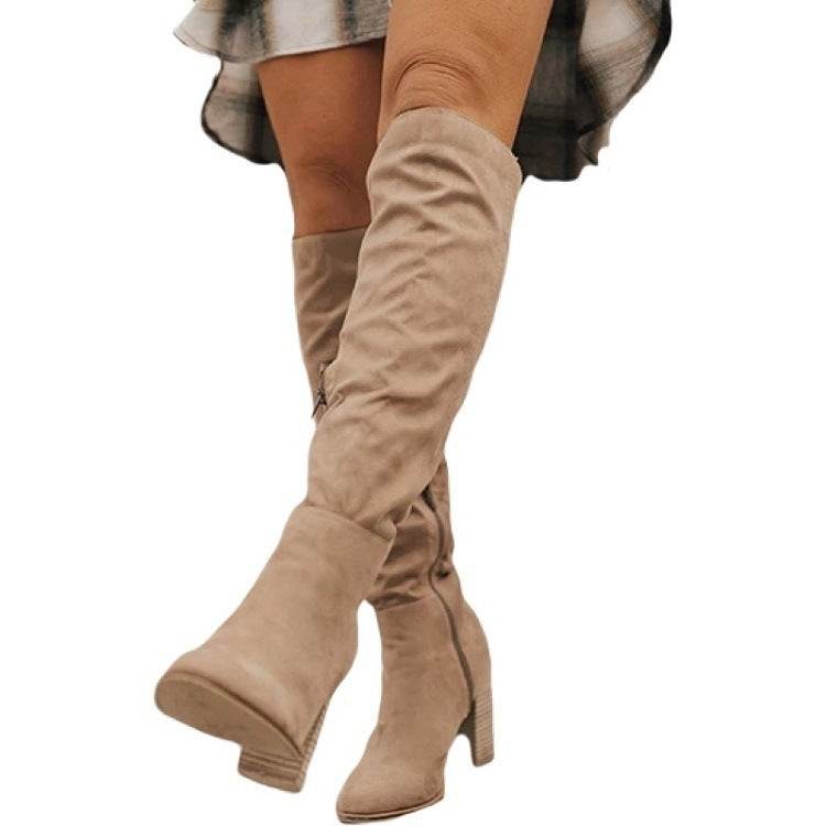 Side zip over the knee boots - Mubimart