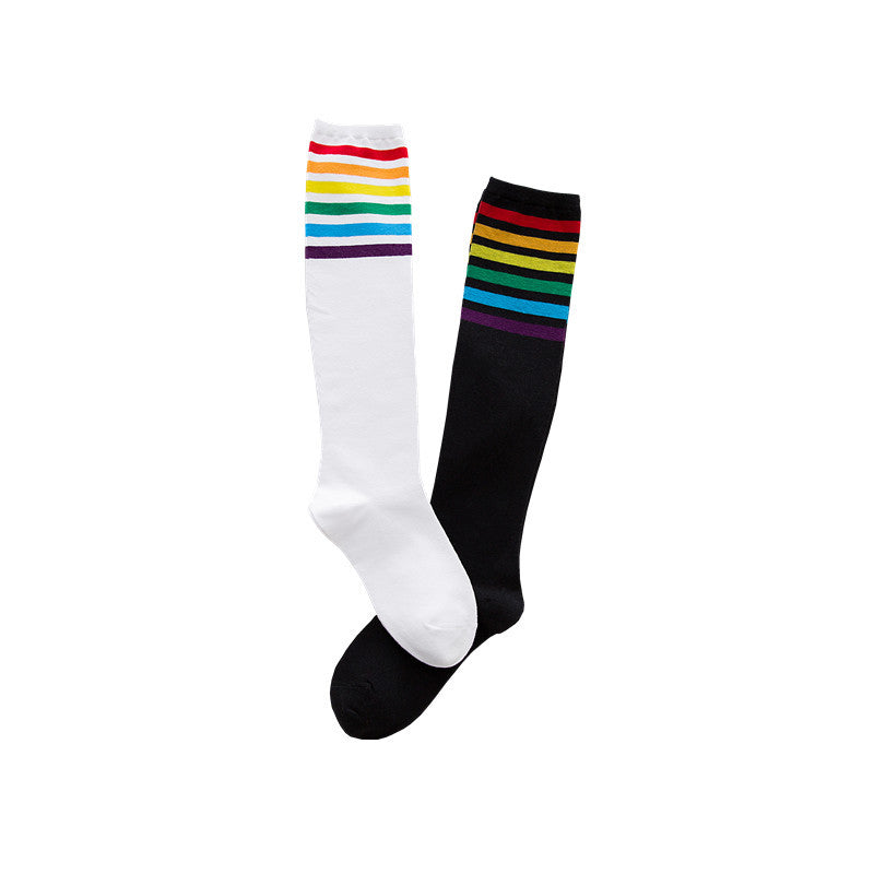 Calf socks stripe movement and knee high hose - Mubimart -  