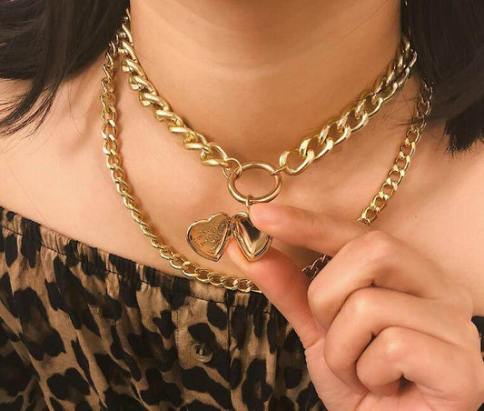 Metal Heart Choker Necklace For Women - Mubimart