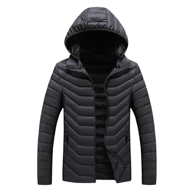 Hooded Padded Winter Jacket Slim Fit Imitation Down Padded Jacket Thick Mens Autumn And Winter - Mubimart