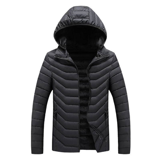 Hooded Padded Winter Jacket Slim Fit Imitation Down Padded Jacket Thick Mens Autumn And Winter - Mubimart