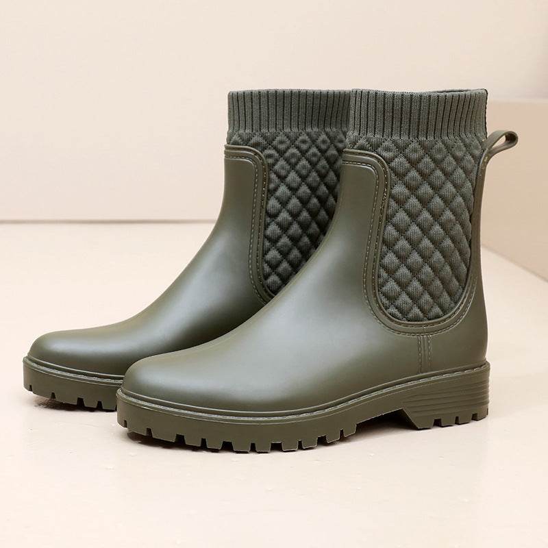 Women's Rain Waterproof Rain Anti-slip Rain Boots - Mubimart