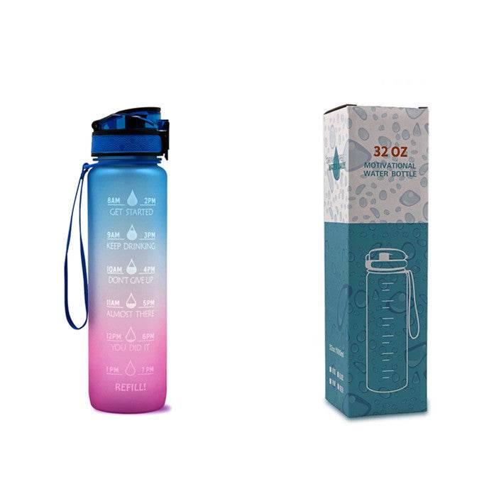 1L Tritan Water Bottle With Time Marker Bounce Cover Motivational Water Bottle Cycling Leakproof Cup For Sports Fitness Bottles - Mubimart