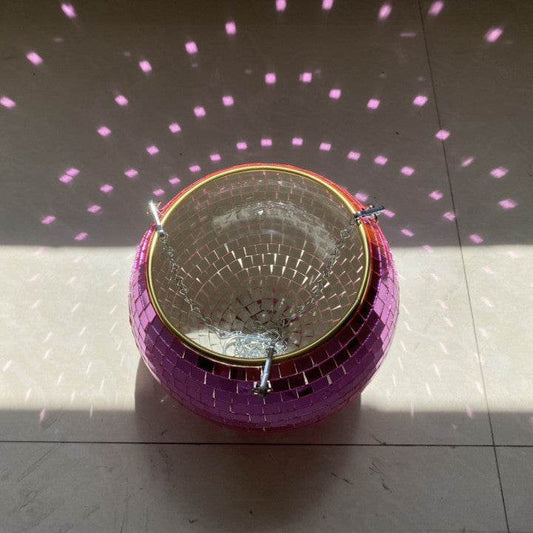 Cross-border Disco Ball Planter Hanging Mirror Spherical Plastic Flowerpot - Mubimart