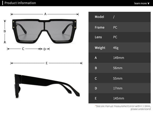 Oversized One Lens Square Sunglasses Fashion Men Women - Mubimart