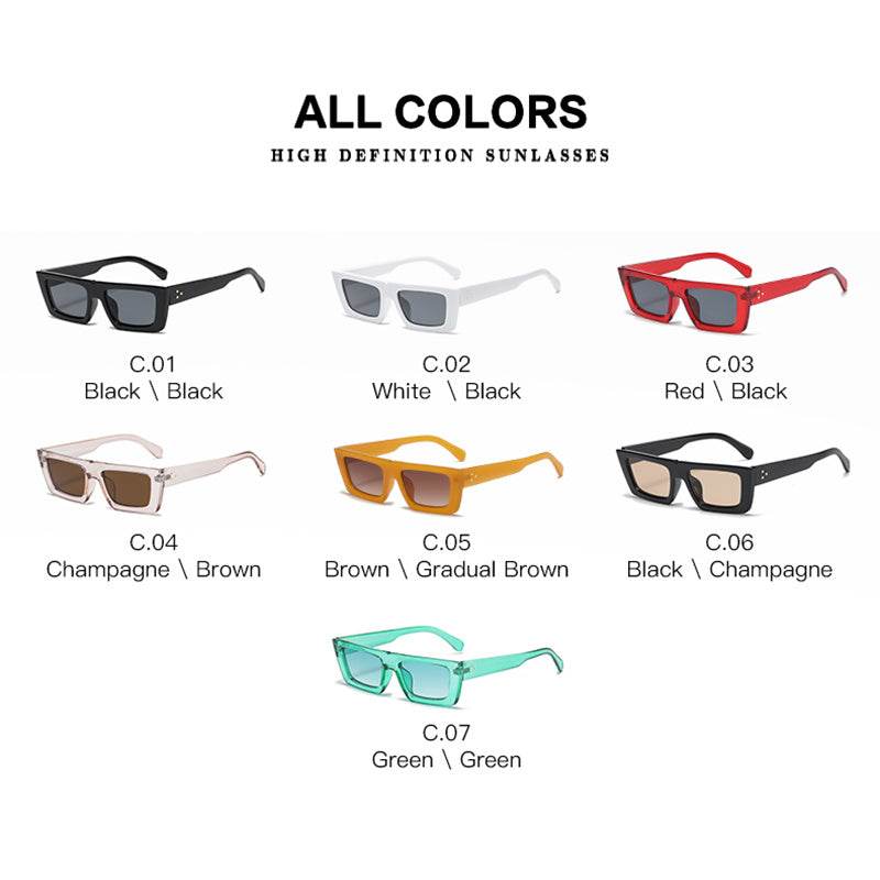Street Girl Retro Square Sunglasses Rectangle - Mubimart