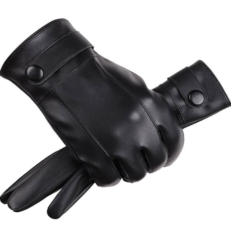 Shi Leather Gloves Touch Screen Thickening - Mubimart