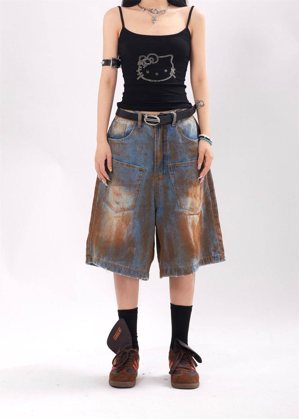 Fashion Inkjet Denim Shorts Men And Women - Mubimart