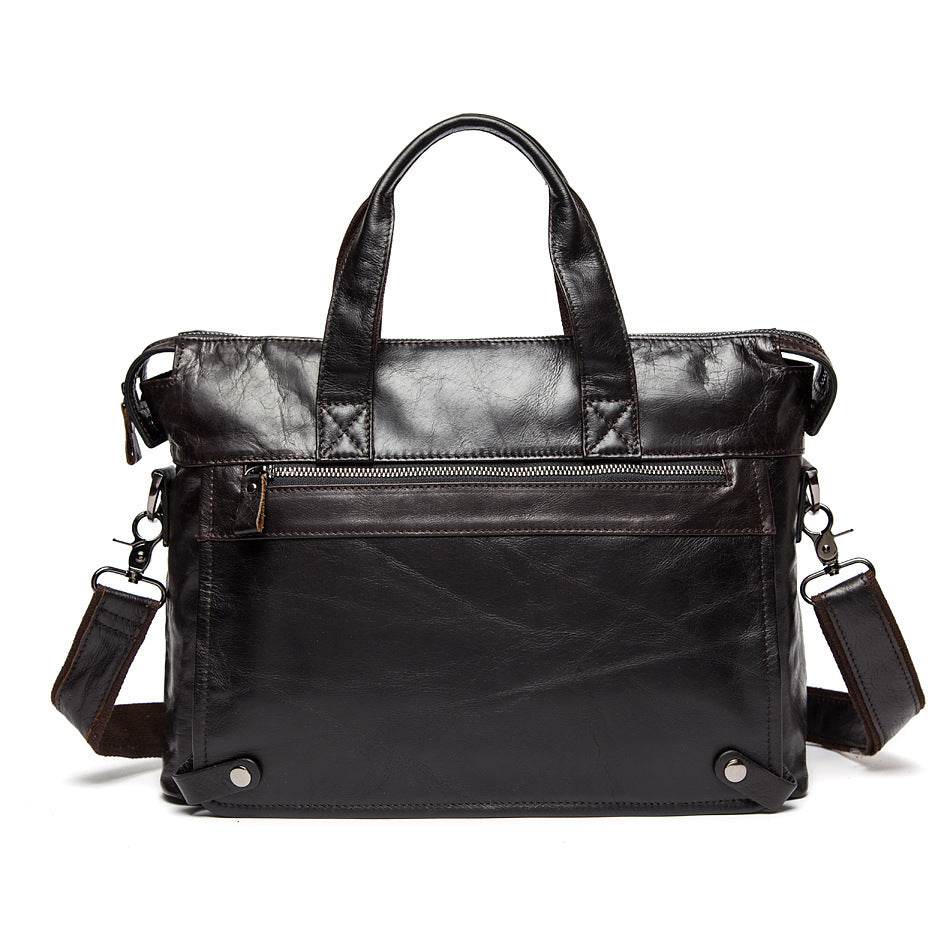 Business first layer leather briefcase - Mubimart